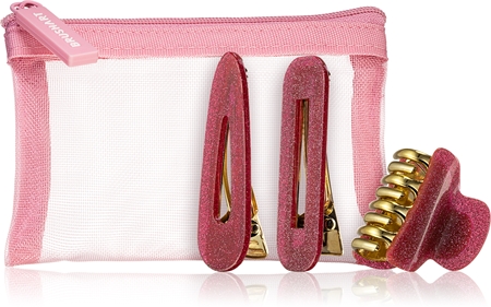 BrushArt Berry Hair clip set uppsättning med hårspännen i en miniväska Pink