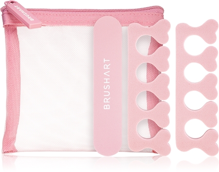 BrushArt Berry Foam toe separator & Nail file set set de pédicure Pink