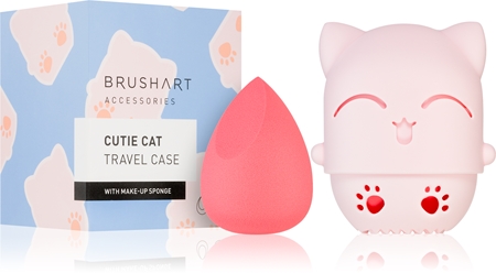 BrushArt Accessories Cutie Cat travel case with make-up sponge Sūklis dekoratīvas kosmētikas uzklāšanai ar ceļojuma maciņu