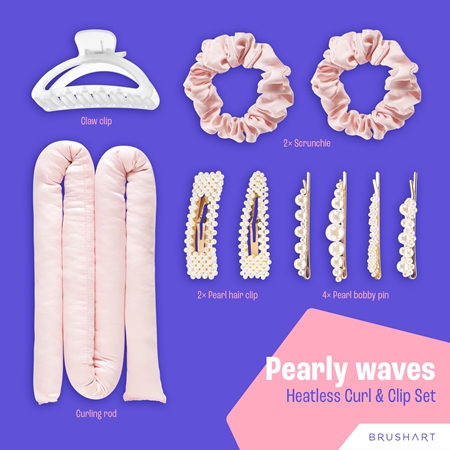 BrushArt Hair Pearly Waves Heatless Curl & Clip set hair curling kit