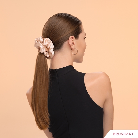 BrushArt Hair Large satin scrunchie set ластици за коса Cream & Black