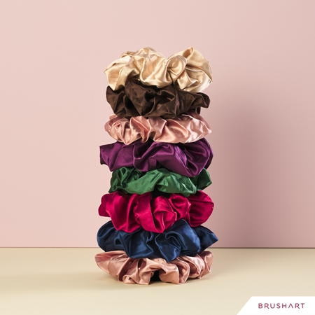BrushArt Hair Large satin scrunchie set hajgumik Pink & Violet