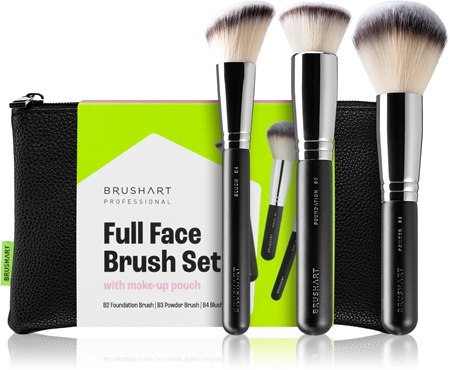 BrushArt Professional Full Face brush set with makeup pouch sada štětců s taštičkou Black