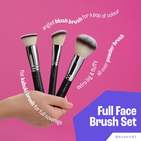 BrushArt Professional Full Face brush set with makeup pouch sada štětců s taštičkou Black