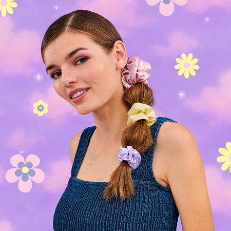 BrushArt Daisy Dreams Satin Scrunchies Set Hair Elastics