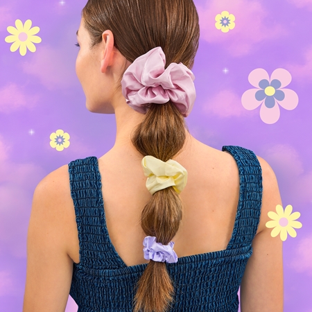 BrushArt Daisy Dreams Satin Scrunchies Set Hair Elastics