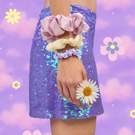 BrushArt Daisy Dreams Satin Scrunchies Set Hair Elastics