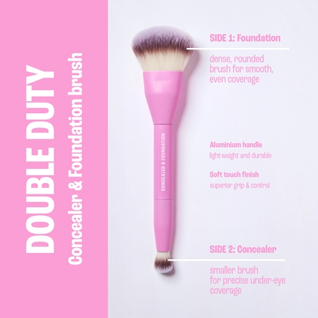 BrushArt Double Duty Concealer & Foundation brush Foundation And Concealer Brush double-ended