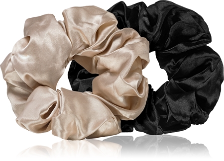 BrushArt Hair Large satin scrunchie set ластици за коса Cream & Black