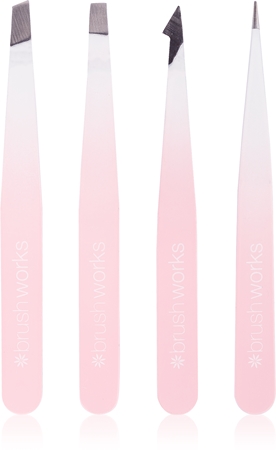 Brushworks The Complete sada pinzet na obočí White & Pink