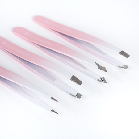 Brushworks The Complete sada pinzet na obočí White & Pink