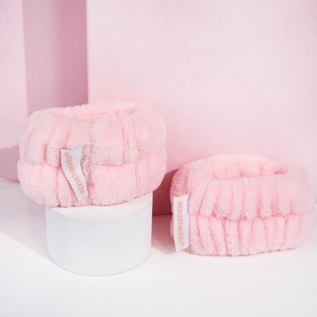 Brushworks Microfibre Wrist Wash Bands bransoletki chroniące przed wodą podczas mycia twarzy z mikrofibry