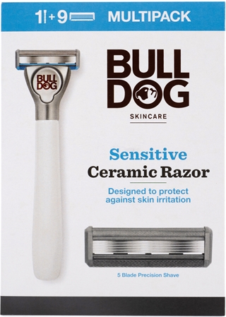 Bulldog Sensitive Ceramic Razor Rasierer + Rasierklingen 9 St.