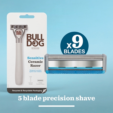 Bulldog Sensitive Ceramic Razor Rasierer + Rasierklingen 9 St.