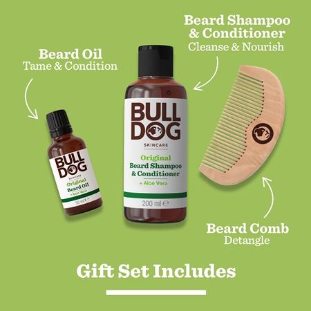 Bulldog Original Beard Care Kit Gift Set for men Peach Wood 10,4 cm