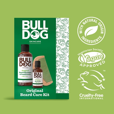 Bulldog Original Beard Care Kit Gift Set for men Peach Wood 10,4 cm