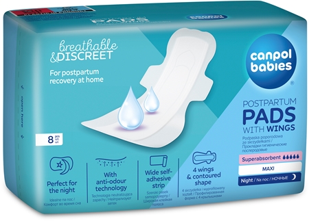 Canpol babies Postpartum Pads With Wings szülés utáni betétek éjszakára