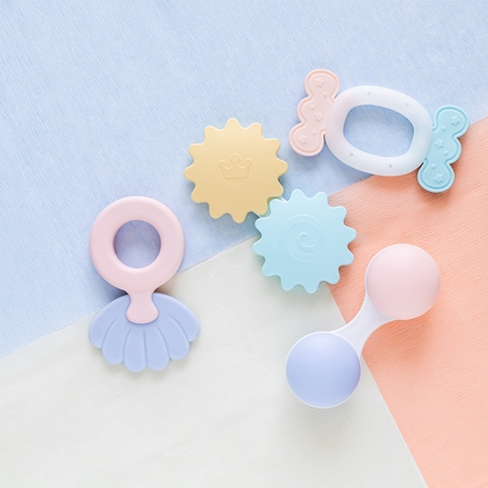 Canpol babies Pastels hrkálka s hryzadielkom darčeková sada 0m+