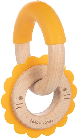 canpol babies Teethers Wood-Silicone Lion прорізувач