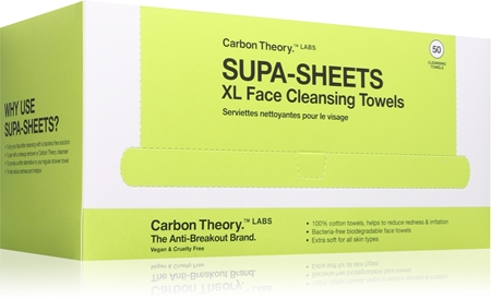 Carbon Theory Supa-Sheets XL Facial Cleansing Towels Cleansing and Make-up Removing Wipes