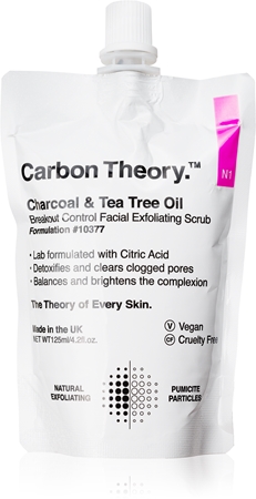 Carbon Theory Charcoal & Tea Tree Oil exfoliante de rosto para pele problemática, acne