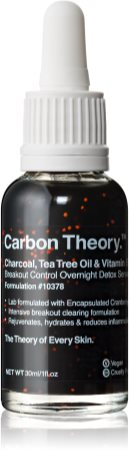 Carbon Theory Charcoal, Tea Tree Oil & Vitamin E sérum de nuit régénérant effet revitalisant pour peaux à problèmes