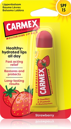 Carmex Strawberry bálsamo para lábios em tubo SPF 15