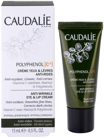 Caudalie Polyphenol C15 Creme für den Augenbereich und die Lippen gegen Falten und dunkle Augenringe