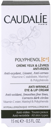 Caudalie Polyphenol C15 Creme für den Augenbereich und die Lippen gegen Falten und dunkle Augenringe