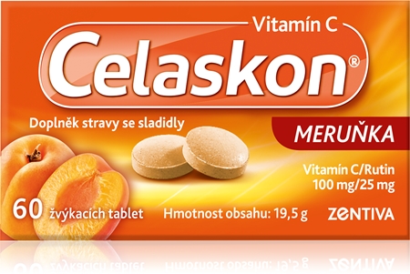 Celaskon Celaskon 100 mg meruňka tablety pro podporu imunity, snížení míry únavy a vyčerpání