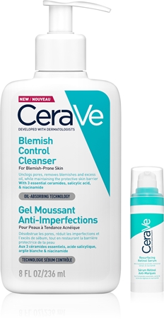 CeraVe Control Cleanser & Retinol Serum Duo ensemble anti-imperfections de la peau à tendance acnéique