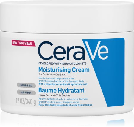 CeraVe Moisturizers feuchtigkeitspendende Creme für Gesicht und Körper für trockene und sehr trockene Haut
