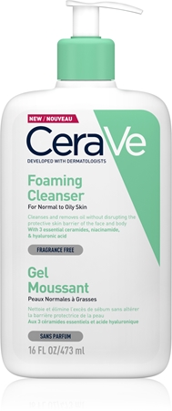 CeraVe Cleansers Foaming Cleanser gel spumant de curatare pentru piele normala si grasa