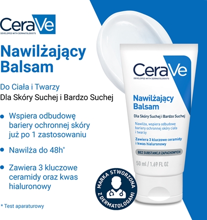 CeraVe Moisturizers nawilżający balsam do twarzy i ciała do skóry suchej i bardzo suchej