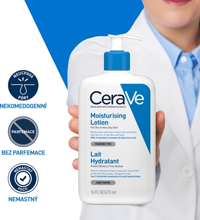 CeraVe Moisturizers Lotion hydratační mléko na tělo a obličej pro suchou až velmi suchou pokožku