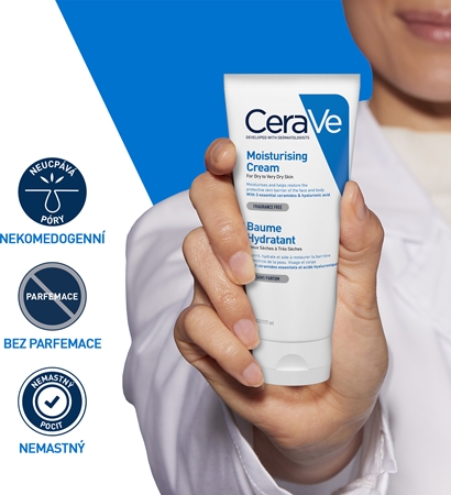 CeraVe Moisturizers hydratační krém na obličej a tělo pro suchou až velmi suchou pokožku