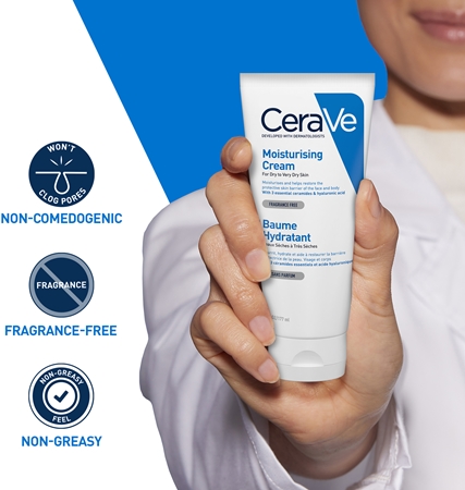 CeraVe Moisturizers feuchtigkeitspendende Creme für Gesicht und Körper für trockene und sehr trockene Haut