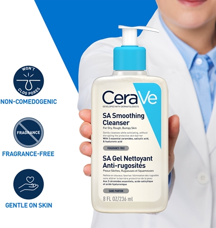 CeraVe Cleansers SA Smoothing Cleanser gel za čišćenje i omekšavanje za normalnu i suhu kožu