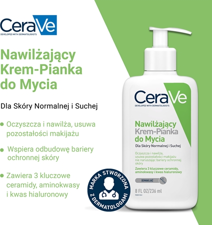 CeraVe Cleansers Hydrating Cream-to-Foam Cleanser pieniący się krem oczyszczający do skóry normalnej i suchej