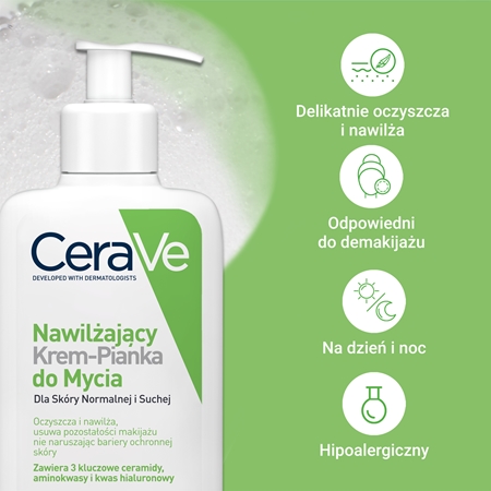 CeraVe Cleansers Hydrating Cream-to-Foam Cleanser pieniący się krem oczyszczający do skóry normalnej i suchej