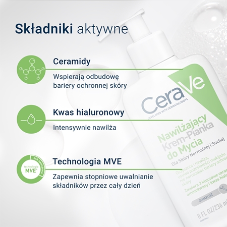 CeraVe Cleansers Hydrating Cream-to-Foam Cleanser pieniący się krem oczyszczający do skóry normalnej i suchej