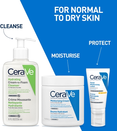 CeraVe Cleansers Hydrating Cream-to-Foam Cleanser vaahtoava puhdistusvoide normaalille ja kuivalle iholle