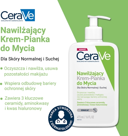 CeraVe Cleansers Hydrating Cream-to-Foam Cleanser pieniący się krem oczyszczający do skóry normalnej i suchej