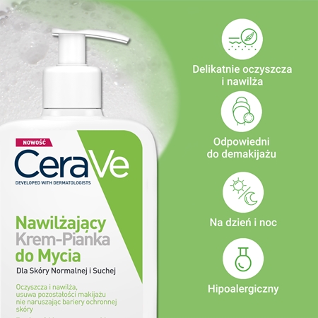 CeraVe Cleansers Hydrating Cream-to-Foam Cleanser pieniący się krem oczyszczający do skóry normalnej i suchej