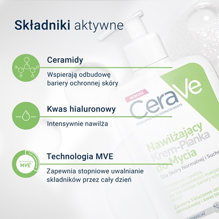 CeraVe Cleansers Hydrating Cream-to-Foam Cleanser pieniący się krem oczyszczający do skóry normalnej i suchej