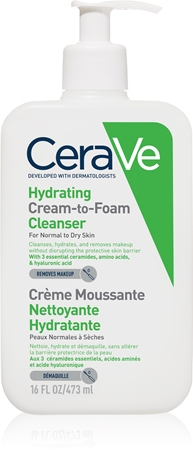CeraVe Cleansers Hydrating Cream-to-Foam Cleanser Attīrošs putojošais krēms normālai un sausai ādai