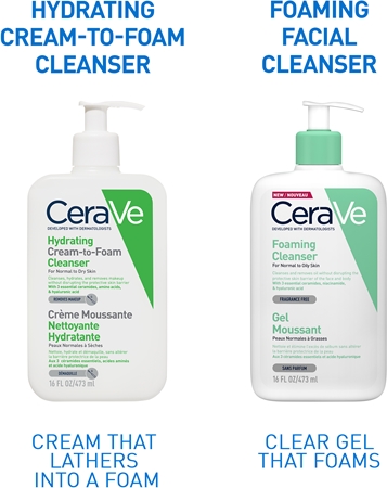 CeraVe Cleansers Hydrating Cream-to-Foam Cleanser Attīrošs putojošais krēms normālai un sausai ādai