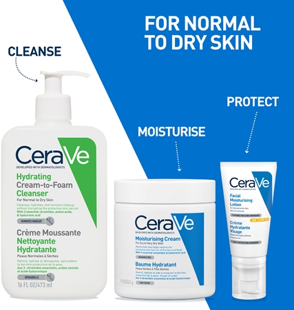CeraVe Cleansers Hydrating Cream-to-Foam Cleanser Attīrošs putojošais krēms normālai un sausai ādai