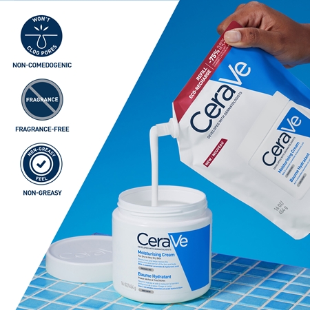 CeraVe Refill Moisturizing Cream hydratační krém na obličej a tělo pro suchou až velmi suchou pokožku