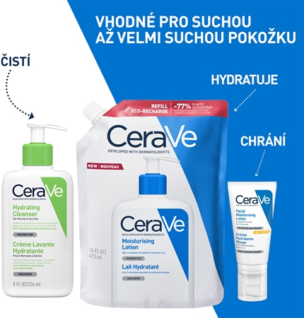 CeraVe Moisturizers Lotion hydratační mléko na tělo a obličej pro suchou až velmi suchou pokožku